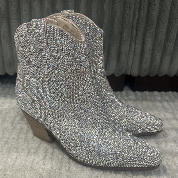 Cushionaire Shoes - Cushionaire Sparkly Rhinetsone Western Ankle Boots Rodeo Concert Women's Size 8